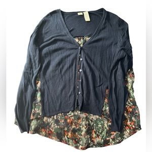 Anthropologie Yellow bird sheer floral cardigan L EUC UNIQUE